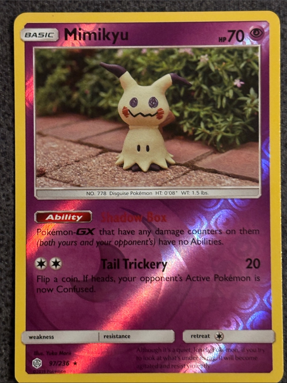 Mimikyu Reverse Holographic TCG Card Cosmic Eclipse